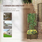 Outsunny Wooden Raised Garden Bed with Trellis, 57" Freestanding Corner Planter Box for Vine Plants Flowers Climbing and Planting Carbonized