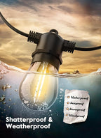 Brightown 55FT Solar String Lights Outdoor Waterproof, Patio Lights with Remote and 16+1 LED Shatterproof Bulbs, Dimmable & Timable, 3 Light Modes, Solar Lights Outdoor for Yard Garden Camping Party