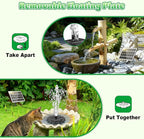 Jutai Detachable Floating Solar Fountain Kit -No Battery, DIY 3.5W Glass Solar Panel Water Pump Works in Shadow for Bird Bath, Water Feature,Garden, Outdoor-7 Nozzles,9.8ft Power Cord