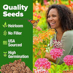 HOME GROWN Milkweed Flower Seeds - 500+ Heirloom Perennial Wildflower Seeds (5 Individual Varieties) Supports Monarch Habitat, Grows in Zones 3-11 (Asclepias syriaca)