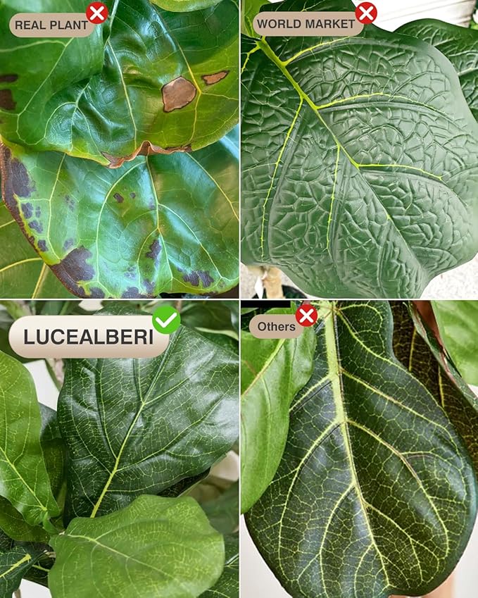 Artificial Fiddle Leaf Fig Tree in Modern White Planter, 5ft Large Fake Tree with 3 Sturdy Trunks, Fake Plants Faux Fig Tree with Moss, Lifelike Tall Artificial Plants Indoor for Office Home Decor