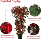 Artificial Bougainvillea Tree -5FT Faux Bougainvillea Tree with Realistic Flowers, Tall Fake Flower Tree for Indoor or Outdoor Decor, Silk Floral Plant for Living Room, Porch, Garden (Red)