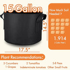Gardzen 10-Pack 15 Gallon Grow Bags, 300G Thickened Fabric Grow Bags with Handles, Heavy Duty Aeration Plant Grow Bags