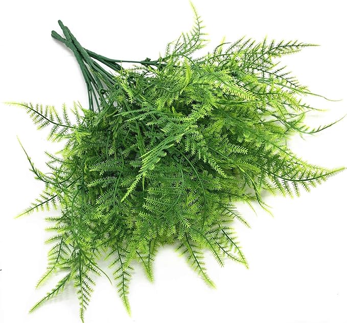 PASYOU Artificial Shrubs, Plastic Plants Fake Bushes Grass Greenery Leaves Shrub Bush Home Garden Indoor Outdoor Verandah Wedding Party DIY Table Arrangement Decoration Planting Filler 8 Bundles