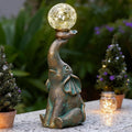 Solar Outdoor Elephant Statue Gifts Garden Decoration Lights with 8 LED Crackle Ball, Lucky Elephant Sculpture for Yard Patio, Birthday Gifts for Mom Outdoor & Home Housewarming Decor