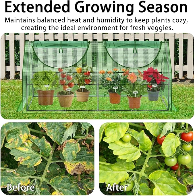 72"×36"×36" Green Houses for Outside, Portable Mini Greenhouse with Mesh Vents, Weatherproof PE Plant Shelter for Patio Gardening
