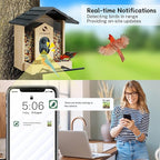 TT Nature Bird Feeder with Camera, Upgraded 1.5L Smart Bird Feeder with AI Identify for 10000+, Auto Capture & Real-time Notifications, Ideal Gift for Christmas (Wooden Roof)