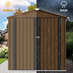DWVO 6x4ft Outdoor Storage Shed, Lockable Metal Tool Storage Sheds, Waterproof Garden Sheds with Vents for Backyard, Patio, Garage, Lawn, Brown