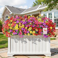 Alupssuc 36 Bundles Artificial Flowers for Outdoors Decoration, UV Resistant Silk Faux Daisy Flora Spring Fake Plastic Plants Greenery for Outside Indoor Yard Home Porch Window Box Decor, Mix 4 Colors