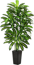 Artificial Dracaena Tree - 5FT Tall Fake Plants with Black Square Planter - Artificial Plants Indoor Floor Plant in Pot - Large Tropical Fake Yucca Potted Tree for Home Office Living Room Decor
