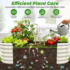 YSEJOMP 17" Tall Outdoor Garden Raised Garden Bed Kits, 5ft X 2ft Oval,0.8MM Thick Metal Raised Planter Bed/Ground Planter Box for Variety of Flowers,Herbs,Vegetables (Cream White, 60X24X16.5 Inches)