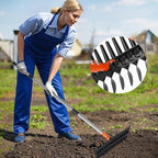 57-Inch Thatch Rake - Professional Dethatcher & Soil Aerator with 15" Steel Tines, Detachable Handle for Lawn Thatching and Compacted Soil Removal