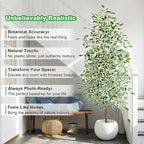 Bailikang 7FT Artificial Ficus Trees Indoor Faux Trees Indoor Fake Floor Plants Tall Artificial Tree with White Pot Faux Tree Fake Indoor Tree Silk Plants Artificial Trees for Home Decor Indoor