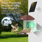 Smart Bird Feeder with Camera Solar Powered, 2.5K HD Birdwatching Camera with Free AI Bird Identification, Instant Notifications & Auto Video Capture, for Dad Granpa Birdlovers, Brown