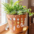 MTLEE 6 Pcs Crystal Suncatchers Plant Decorations Charms Hanging Prisms for Window Indoor Garden Plant Pot Holder Hanger Tree Vine Home Chandeliers Outdoors(Fresh)