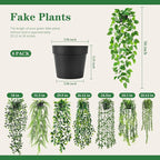 Der Rose 8Pcs Fake Plants Hanging Faux Eucalyptus Vines Artificial Hanging Plants Indoor for Room Wall Shelf Outdoor Decor