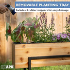 Ilyapa Raised Standing Planter with Legs, Metal and Wood Elevated Planter Box, 33"x35.5"x7", Indoor Outdoor, Perfect for Living Room, Front Porch