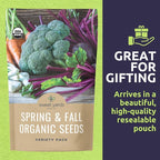 Organic Cool Weather Spring & Fall Seeds Variety Pack - 13 Individual Packs - 2026 Season - Carrots, Beets, Spinach, Broccoli and More! for Indoor & Outdoor Planting (Non-GMO, Certified Organic)