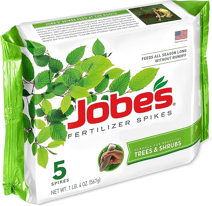 Jobe’s Slow Release Tree and Shrub Fertilizer Spikes, Easy Plant Care for Oak, Maple, Dogwood, Boxwood, and Many More Acid Loving Trees and Shrubs, 5 Count