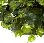 Nearly Natural 15in. Pothos Ledge Plant (Set on Foam) Silk Plant,Green