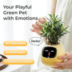 Smart Pet Planter, Smart Plant Pot, With Artificial Intelligence, Time Weather Display, And Multiple Expressions Animation,Lovely Plant Companion, For Desktop Decoration, Gifts,Plant-Free (Lemon)