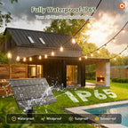 addlon 54(48+6) FT Solar String Lights Waterproof,Patio Lights Solar Powered with Remote& USB Port 24+2 LED Shatterproof Bulbs 3 Lighting Modes Outdoor Lights for Camping Backyard Garden