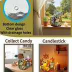 Handcrafted Stained Glass Dog Planter, Indoor Planters with Drainage and Tray, Small Pots for Succulents, Dog Memorial Gifts 4.6x3x5.15 in
