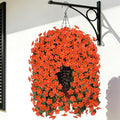 Artificial Fake Hanging Flowers Plants Baskets for Outdoor Outside, Faux Silk Orange Daisy Mums Trailing Vines in Planter Realistic UV Resistant for Balcony Porch Decor