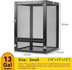 RunDuck 13 Gallon 360° Panoramic Foldable Reptile Terrarium Kit: Crested Gecko Tank and Reptile Cage for Superior Ventilation, Easy Feeding, Sturdiness, and Simple Assembly (Black, 18"x13"x13")