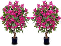 3FT Artificial Bougainvillea Tree,Fake Plants Fake Flowers,Silk Floral Plant in Black Pot,Faux Tree UV Resistant for Spring Decor Living Room,Porch, Garden, Indoor&Outdoor 2-Pack