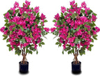 3FT Artificial Bougainvillea Tree,Fake Plants Fake Flowers,Silk Floral Plant in Black Pot,Faux Tree UV Resistant for Spring Decor Living Room,Porch, Garden, Indoor&Outdoor 2-Pack