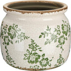 Vintage Planter Large Ceramic Plants Pot Green Beige Vintage Ditsy Ice Crack Cottage Scroll Vase Flower Vase Pot Indoor Plants Home Kitchen Decor Farmhouse Antique Decorative Gifts