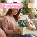 Handmade Stained Glass Tulip Planter,Tiffany Style Decorative Flower Pot for Indoor Plants,Vintage Floral Design Tabletop Plant Container, Ideal Gift for Plant Lovers and Gardeners