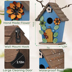 Bird Houses for Outside,Wooden Blue Birdhouse,Decorative Birdhouses for Outdoors,Hanging Bird Houses,Bird Box Nest,Humming Bird House for Outside,Bird Gifts for Bird Lovers