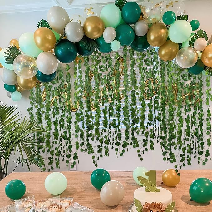 24 Pack 168 Ft Fake Vines for Room Decoration Greenery Garland Artificial Hanging Plants Faux Green Leaves Wall Vine for Bedroom Ceiling Cottage Core Wedding Garden Party Decor