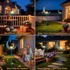 Homeimpro Moon Solar Garden Lights Outdoor Stakes, Waterproof Crackle Glass Metal Yard Lights for Lawn, Patio Accessories, Backyard Decor, Birthday Gifts for Mom