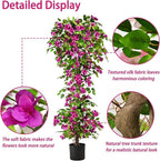 Artificial Bougainvillea Tree -5FT Faux Bougainvillea Tree with Realistic Flowers, Tall Fake Flower Tree for Indoor or Outdoor Decor, Silk Floral Plant for Living Room, Porch, Garden (Purple)
