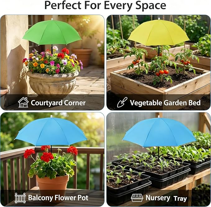 Upgraded Plant Umbrellas for Outdoor Plants, 26" Larger Garden Plant Umbrella Shade with Adjustable Hight, 43.4" Higher Sun Shade for Plants, Potted Plant, Garden Beds