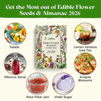 Lush&Dew Edible Flower Seed Bank with Almanac, Gardening Gifts for Women Men, 32 Types 30,000+ Non-GMO Heirloom Seeds for Planting Culinary Flowers, Survival Seed Kit, Annual Perennial, Zone 3-11
