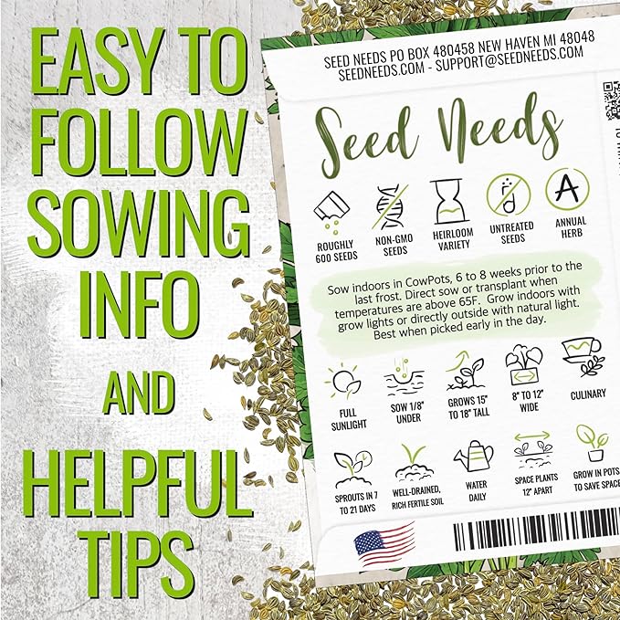 Seed Needs Italian Parsley & Dill Seeds for Planting Fresh Kitchen Herbs - Non-GMO Heirloom & Untreated Perennial Herb Seed to Plant a Culinary Garden Indoors or Outdoors (2 Pack Duo)