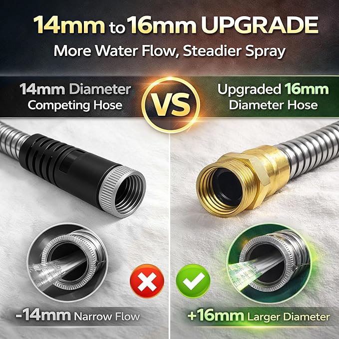 Metal Garden Hose 75 ft – 304 Stainless Steel Water Hose with Nozzle Sprayer, Garden Hoses Flexible, Lightweight, No Kink, Heavy Duty for Outdoor (75 ft)