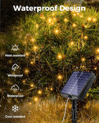 btfarm 2 Pack Solar String Lights Outdoor - Total 66FT 200LED Solar Fairy Lights Outside Waterproof 8 Modes, Copper Wire Solar Powered Twinkle Light for Garden Tree Christmas Wedding Party,Warm White