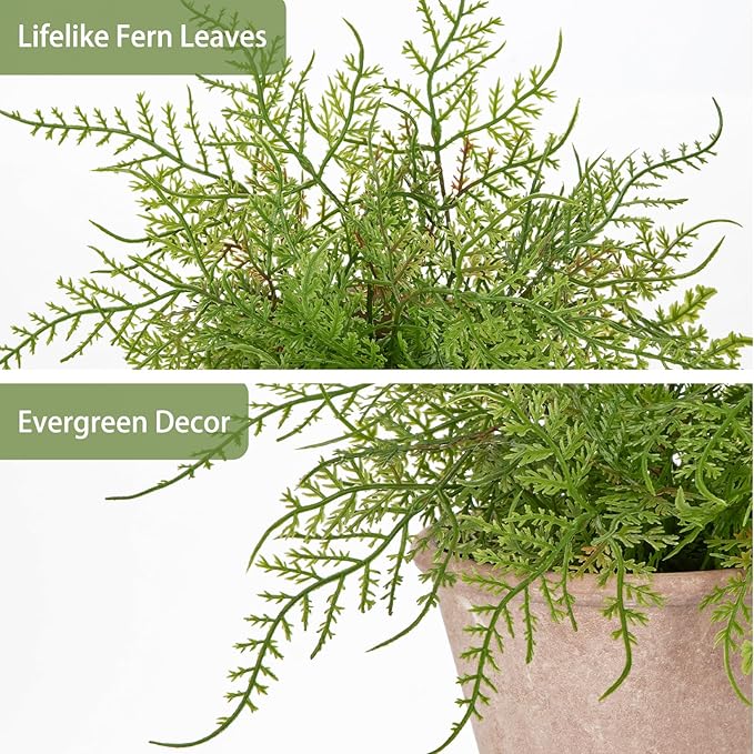 Artificial Fern Potted Plant, 9" Small Fake Plants in Pot, Faux Lace Fern Plant Greenery for Home Office Farmhouse Living Room Bathroom Kitchen Tabletop Desk Shelf Decoration