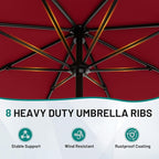 AreShark 9 FT Patio Umbrella for Outdoor, Outdoor Table Umbrella with Push Button Tilt and Crank, Outdoor Patio Umbrellas with 8 Sturdy Ribs for Market, Garden, Pool (Burgundy)