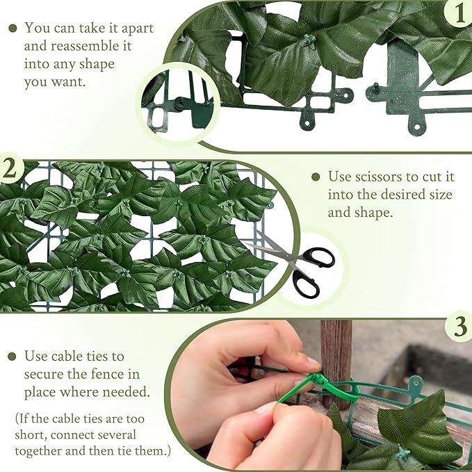 ODTORY Artificial Ivy Privacy Fence Wall Screen,40X120 in UV-Anti Faux Greenery Backdrop Ivy Vine Leaf Hedges Fence Panels for Patio, Balcony, Garden, Backyard Indoor Outdoor Green Wall Decor
