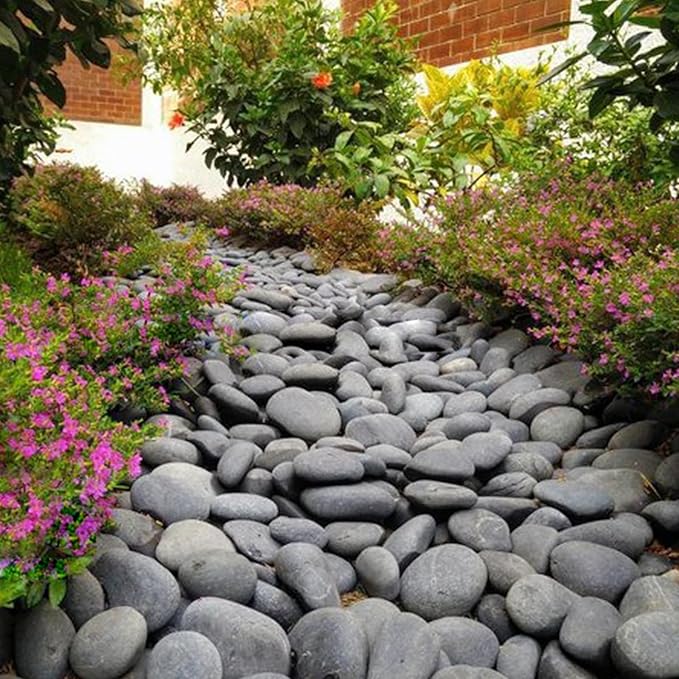 FANTIAN 20 lbs Natural Unpolished Black Rocks Mexican Beach Pebbles, 3-4 Inch Decorative Black River Rocks for Landscaping, Planters, Garden Paving, Walkways, Plant Rocks and Outdoor Decorayive Rocks