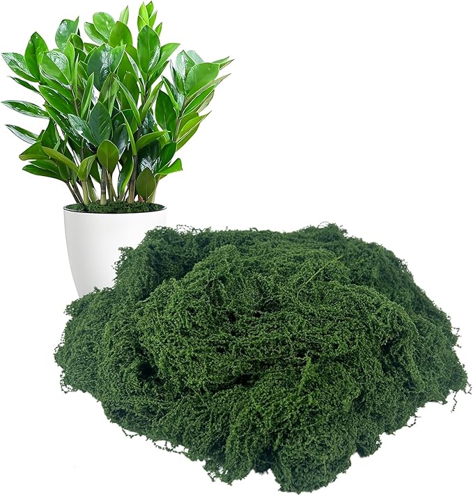Fake Green Moss for Potted Plants Indoor, 7 oz Artificial Moss for Crafts, Realistic Faux Moss Decor for DIY Fairy Garden, Terrariums, Table Centerpieces, Wedding & Home Decor