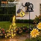 LOVERUIS Solar Garden Decor,Outdoor Elephant Statues with Solar Watering Can Lights-Yard Decorations for Patio, Backyard, Lawn Ornaments-Unique Birthday House Warming Gifts for Women, Mom, Grandma