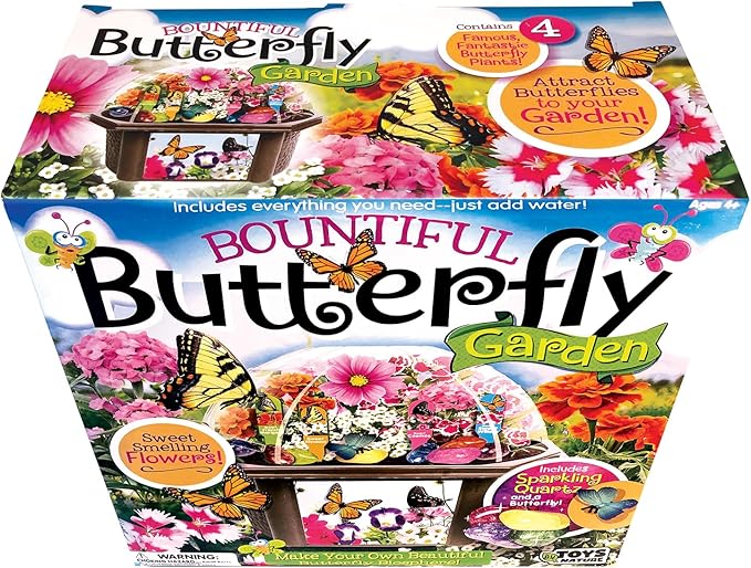 Toys by Nature Biosphere Terrarium Starter Kit, Complete Supplies Included to Grow Your Own Enchanting Garden and Indoor Plants! (Bountiful Butterfly Garden)