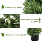 THE BLOOM TIMES 7ft Spiral Artificial Topiary Trees Set of 2, 82 inch Faux Cedar Trees for Outdoor Planters - Fake Twist Cypress Plants for Garden Front Porch Indoor Outside Christmas Decor 7 Foot